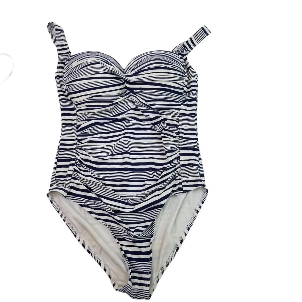 Niptuck swim blue white striped one piece 10
